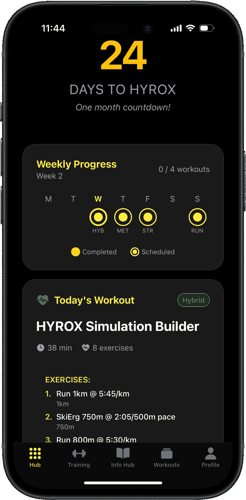 The RoxHype app: today's session and the race countdown